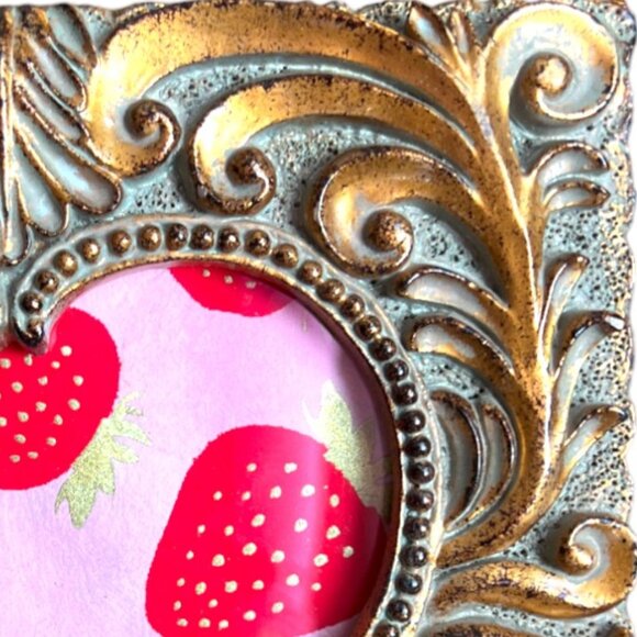 Roma Downey for Home Interiors Gold Metallic Ornate Frame w Glass & Art 6.75" sq - Picture 8 of 16